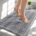 OLANLY Thick Small Bathroom Rugs 24x16, Extra Soft Absorbent Chenille Striped Bath Rugs, Rubber Backing, Machine Wash, Bath Mats for Bathroom Floor, Tub and Shower, Home Decor Accessories, Grey