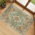 RELEANY Area Rugs Small 2'x3' Washable Non-Slip, Floral Vintage Distress Medallion Carpet for Kitchen Entryway Bathroom, Terracotta Burnt Orange Green