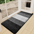 Kitinjoy Indoor Outdoor Door Mat, 71x24 Non-Slip Absorbent Dirt Trapper, Low-Profile Washable Inside Entrance Front Floor Mat, Sturdy Soft Entry Doormats for Entryway, Black