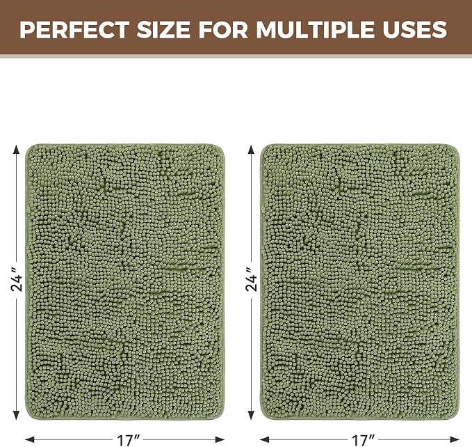 Bcoimo Bathroom Rug Set, Chenille Bathroom Rugs, Absorbent Non Slip Plush Bath Mats, Machine Washable Fast Drying Floor Mats for Tub, Shower, Sink, Vanity
