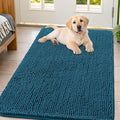 Smiry Dog Door Mat for Muddy Paws 47x32, Absorbent Dirt Trapper, Non-Slip Washable Chenille Entryway Rug for Inside Floor, Atlantic Blue, Classic Solid
