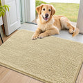 Smiry Dog Door Mat for Muddy Paws 36x24, Absorbent Dirt Trapper, Non-Slip Washable Chenille Entryway Rug for Inside Floor, Cream White, Classic Solid
