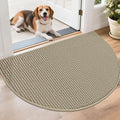 BEQHAUSE Dirt Trapper Door Mat 26" x 40" Half Circle Non-Slip Washable Doormats Entrance Rugs Absorbent Welcome Low Profile Floor Mats for Front Back Door and Entryway, Light Beige