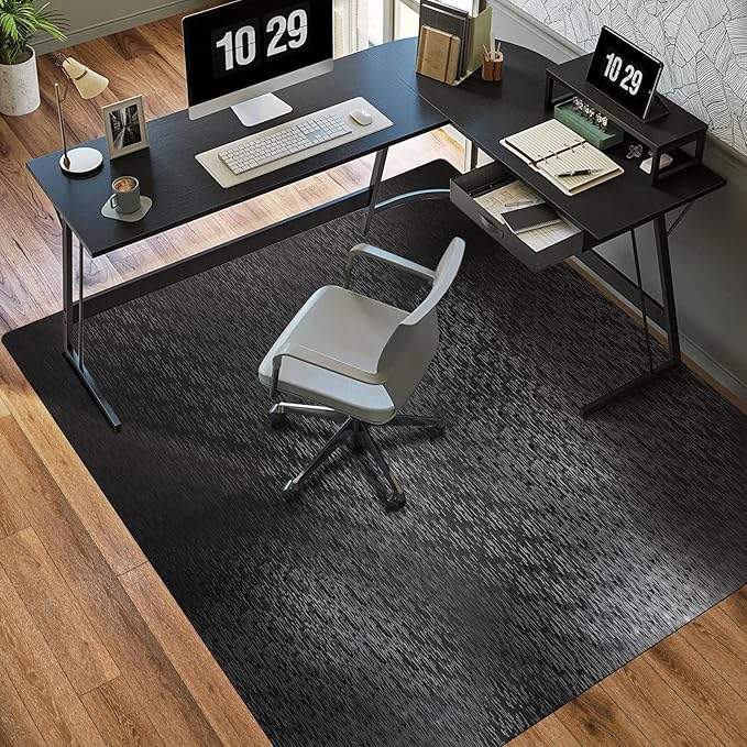 Office Chair Mat, TYDLE 59"x75" Large Chair Mat for Hard Floor, Vinyl Mat for Gaming Chairs, Slip Resistant Rolling Computer Under Desk Mat for Hardwood Floor, Black