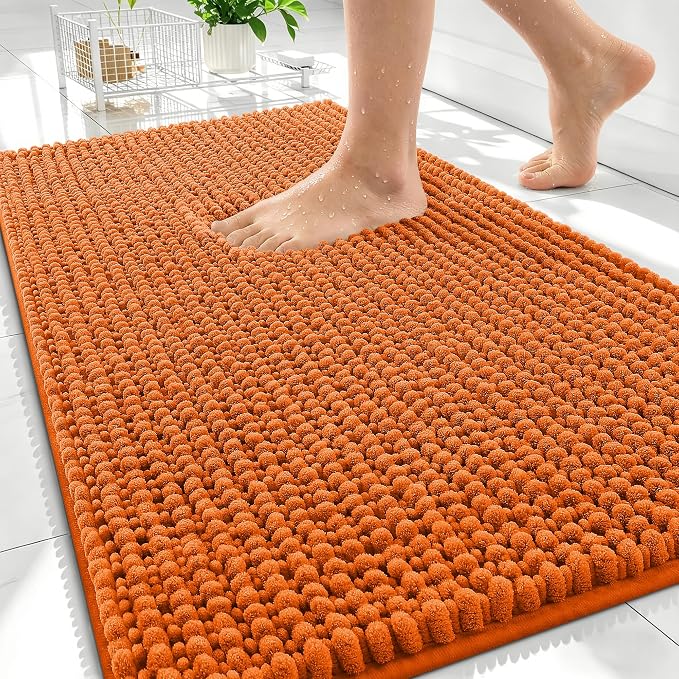 OLANLY Thick Bathroom Rugs 30x20, Extra Soft Absorbent Chenille Bath Rugs, Rubber Backing, Machine Wash Dry, Bath Mats for Bathroom Floor, Tub and Shower, Home Decor Accessories, Clay
