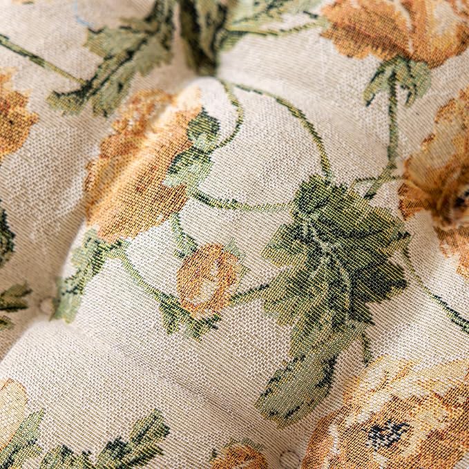 vctops Farmhouse Floral Print Chair Cushions with Ties U-Shaped Soft Comfortable Chair Pads Non Slip Seat Cushions for Indoor Dining Room and Kitchen Chairs (Flower D,16"x16")