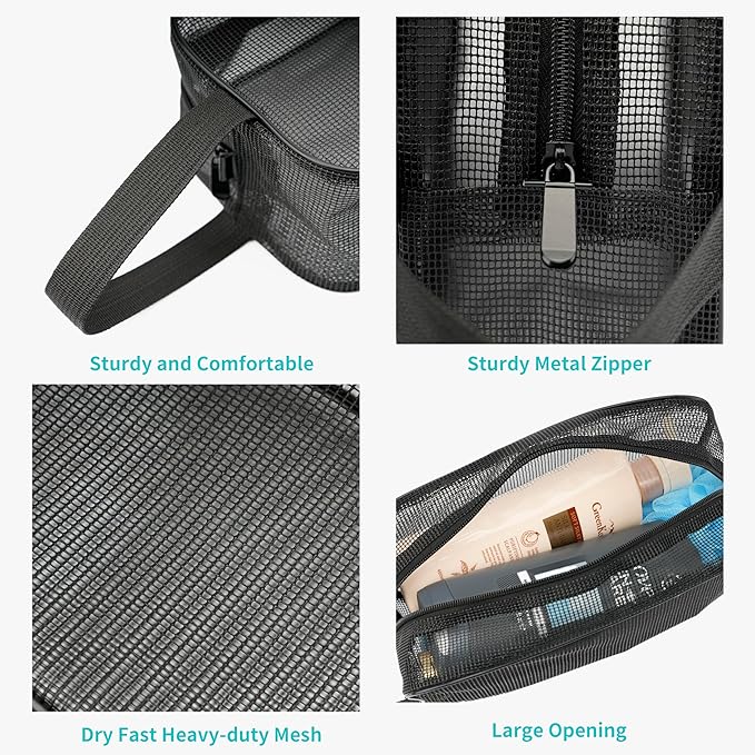 REDSINDA Mesh Shower Caddy Bag for Bathroom Gym Camping Portable Travel Mesh Toiletry Bag for Women Men