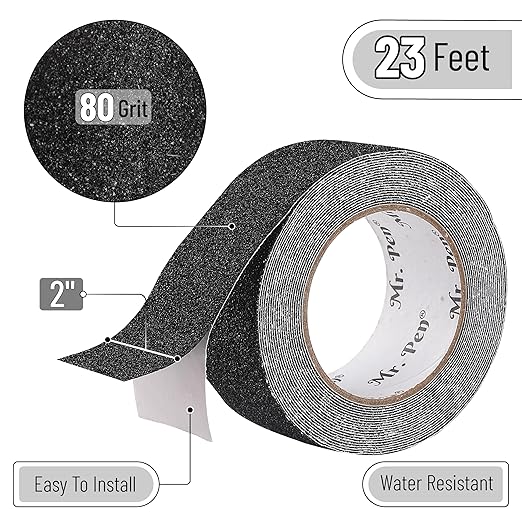 Mr. Pen- Grip Tape, 2 Inch, 23 Feet, Anti Slip/Non Skid Tape, Grip Tape, Friction Tape for Stair, Black Grip Tape Roll, Waterproof