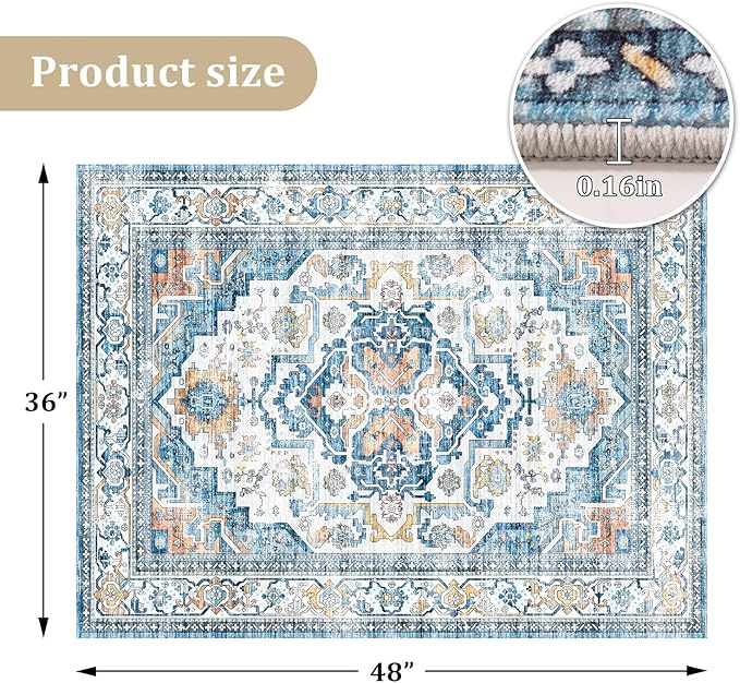 chakme Office Chair Mat for Hardwood Floor, 48"x36" Easy Glide Computer Desk Mat Protector for Rolling Chair Under Desk Rug Nonslip Backing, Machine Wash, (Boho)