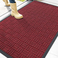 OLANLY Front Door Mat Outside Entrance 47x32, Absorbent, Heavy Duty Sturdy Natural Rubber Doormat Indoor Outdoor, Non-Slip, Stain and Fade Resistant, Low Profile Floor Mat for Entryway, Black Red