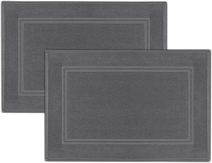 Tens Towels Pack of 2 Bath Mats 100% Cotton, 20 x 32 Inches, Super Absorbent, Hotel Quality Premium Floor Towels, Luxurious, Soft & Quick Dry, Not a Bathroom Rug, Dark Grey