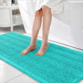 OLANLY Thick Bathroom Runner Rugs 70x24, Absorbent Chenille Striped Bath Rugs, Rubber Backing, Machine Wash Dry, Extra Long Bath Mats for Bathroom Floor, Tub and Shower, Home Decor Accessories, Teal