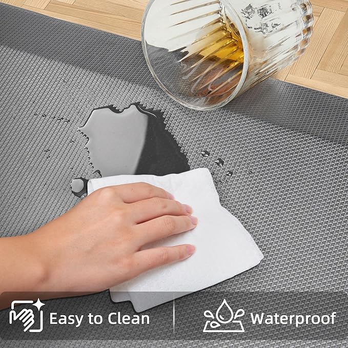 Anti Fatigue Kitchen Mats for Floor, Grey 9/10 Extra Thick Cushioned Standing Desk Mat, Comfort Memory Foam Ergonomic Kitchen Rugs and Mats Non-Slip Waterproof for Office, Kitchen, Sink, 20" x 32"