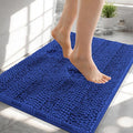 OLANLY Thick Small Bathroom Rugs 24x16, Extra Soft Absorbent Chenille Striped Bath Rugs, Rubber Backing, Machine Wash, Bath Mats for Bathroom Floor, Tub and Shower, Home Decor Accessories, Royal Blue