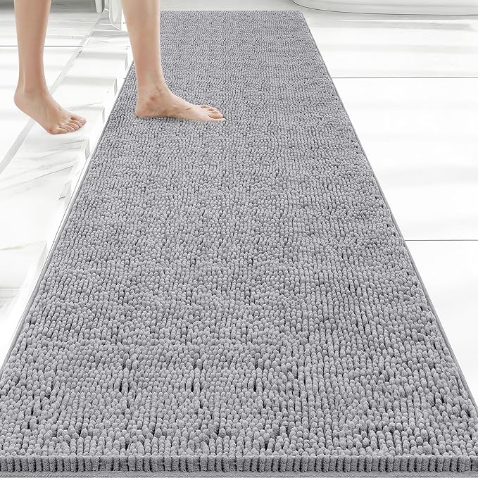 Bcoimo Long Bathroom Rug 70" x 24", Absorbent Non Slip Bath Mat, Washable Quick Dry Bathroom Runner Rug for Shower, Tub, Sink and Vanity