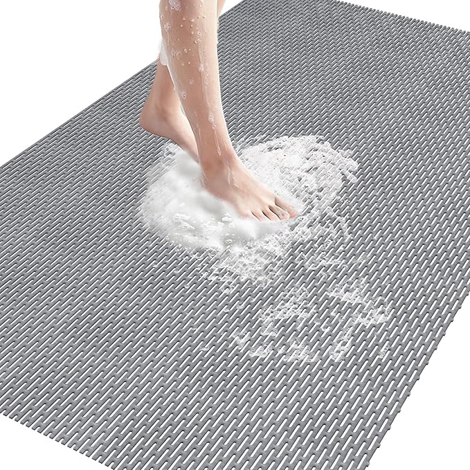Non Slip Shower Mat: 36" X 24" Extra Large Shower Mats for Inside Shower - PVC Quick Dry Shower Stall Mat with Hundreds Drain Holes