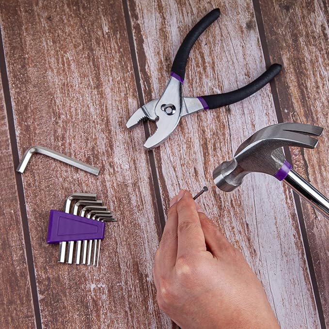 CARTMAN Home Tool Set Kit, Basic Household Hand Tools with Storage Case Purple