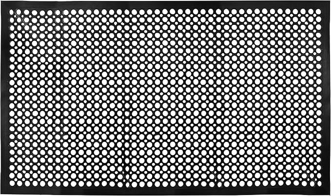 Yesland Rubber Door Mat 61 x 35 Inches, Packed in Roll Durable Non-Slip Anti-Fatigue Drainage Floor Mat for Restaurant Kitchen Bar Home Garden Indoor Outdoor Wet Area