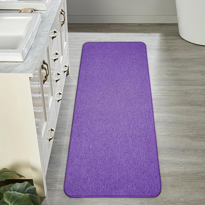 Bosap Bath Mat,Ultra Thin Bathroom Runner Rugs,Large Bath Mats for Bathroom,Quick Dry,Non-Slip,Machine Washable,Low Pile,Bath Rug,Shower Outside,Sink,Home Decor Accessories.Purple,2'x5'（24x60inch）