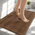 OLANLY Thick Small Bathroom Rugs 24x16, Extra Soft Absorbent Chenille Striped Bath Rugs, Rubber Backing, Machine Wash, Bath Mats for Bathroom Floor, Tub and Shower, Home Decor Accessories, Mocha
