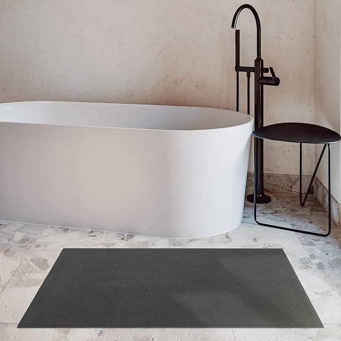 Cotton Paradise 100% Cotton Turkish Bathmat Rug, Soft Absorbent Quick Dry Non Slip, 20x34 Bathmat Rug, Dark Gray