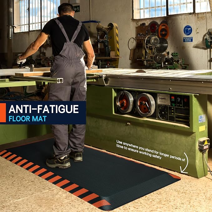 FEATOL Anti Fatigue Mat Industrial, Ergonomic Standing Floor Mat for Work for Stand -Safety Support for Leg & Back Pain(Orange Border, 20" x 59", 1PC)