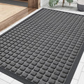 Smiry Front Door Mat Outside Entrance, Heavy Duty Natural Rubber Doormat, Non Slip, Trap Dirt and Moisture, Easy Clean, Low Profile Welcome Floor Mats for Indoor Outdoor Entry, 29.5x17 Inch, Grey