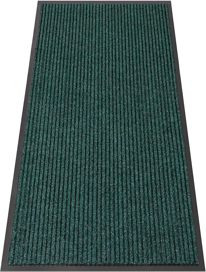 Indoor Outdoor Door Mat, 4’x 2' Doormat for Entryway, Rubber Backing Non Slip Front Door Mat Outside Entrance, Super Absorbent Commercial Floor Mat for Home Office, Green