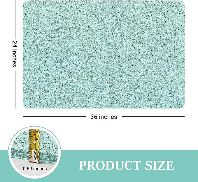 LuxStep Shower Mat Bathtub Mat,24x36 inch, Non-Slip Bath Mat with Drain, Quick Drying PVC Loofah Bathmat for Tub,Shower,Bathroom,Green