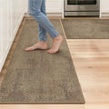 GENIMO Kitchen Mats for Floor 2PCS, Washable Absorbent Runner Rugs for Kitchen, 17.3"x59"+17.3"x30", Cushioned Non Slip Kitchen Rugs for Kitchen Floor,Standing Mat Rug for Home, Sink, Laundry, Jute