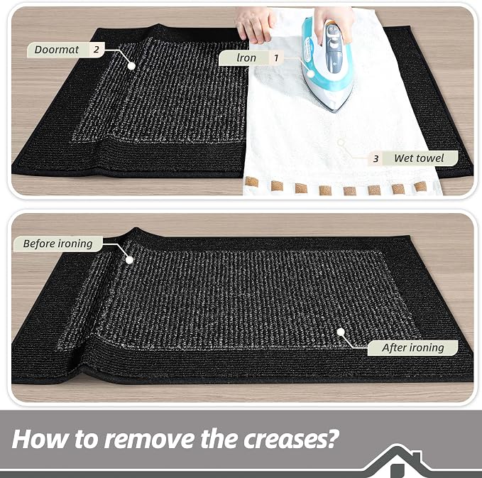 BEQHAUSE Indoor Door Mat 32" x 48", Dirt Trapper Door Mats Non-Slip Entryway Rugs Washable, Resist Dirt Absorbent Welcome Mat, Low Profile Floor Mats for Front Back Door and Entryway, Black