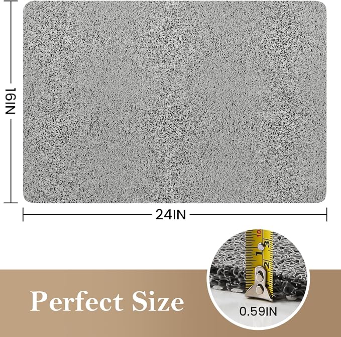 PVC Loofah Shower/Bathtub Mat Non-Slip, 24x16 inch, Soft Tub Mat with Drain, for Tub and Bathroom,Quick Drying,Grey