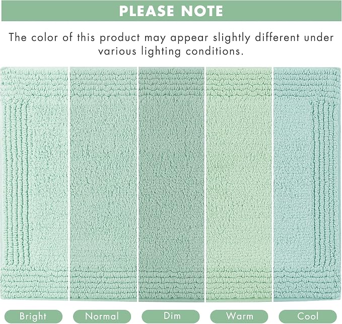 Madison Park Splendor Reversible 100% Cotton Tufted Bathroom Rug-3000 GSM Hotel Quality Luxurious Plush Medium Pile Bath Mat Absorbent, Quick Dry, Shower Room Décor, 24x72 Green