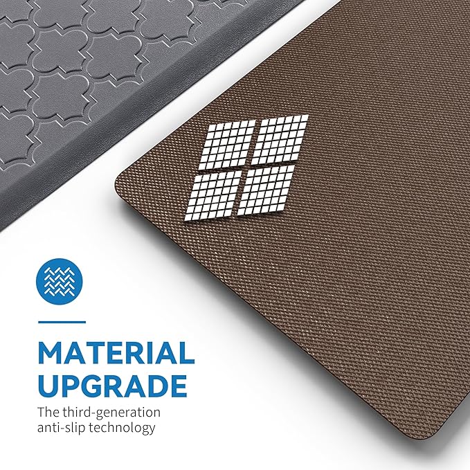 Kitchen Mat Cushioned Anti Fatigue for Floor, Non-Slip Waterproof Comfort Rug for Kitchen Sink, Standing Desk & Laundry, 17.3"x39", Grey
