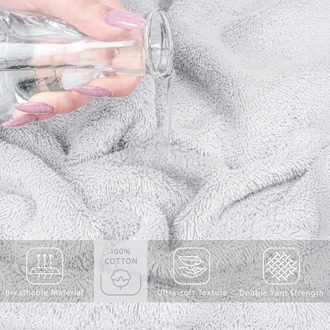 Cotton Paradise 100% Cotton Turkish Towel, Soft Absorbent Quick Dry, 40x80 Oversized Bath Sheet Towel, Silver Grey