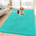 Smiry Dog Door Mat for Muddy Paws 70x32, Absorbent Dirt Trapper, Non-Slip Washable Chenille Entryway Rug for Inside Floor, Teal, Classic Solid