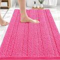 OLANLY Thick Bathroom Rugs 30x20, Extra Soft Absorbent Chenille Striped Bath Rugs, Rubber Backing, Machine Wash Dry, Bath Mats for Bathroom Floor, Tub and Shower, Home Decor Accessories, Hot Pink