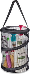 Handy Laundry Foldable Shower Caddy - Collapsible, Portable, Drainage Hole, Carry Handle, Large Compartments, Great Organizer for Camp, Travel, Gym, and Dorm (Black)