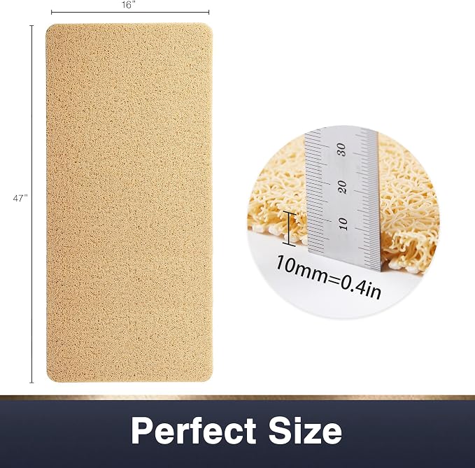 Asvin Soft Textured Bath, Shower, Tub Mat, 47x16 Inch, Phthalate Free, Non Slip Comfort Bathtub Mats with Drain, PVC Loofah Bathroom Mats for Wet Areas, Quick Drying