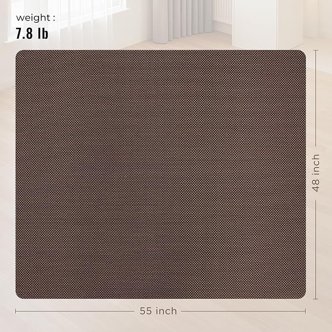 Office Chair Mat for Hard Floors,48"x55" Anti-Slip Waterproof Hardwood Floor Chair Mat,Heavy Duty Floor Protector Rolling Chairs for Home Office(Coffee)