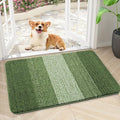 Kitinjoy Indoor Outdoor Door Mat, 30x17 Non-Slip Absorbent Dirt Trapper, Low-Profile Washable Inside Entrance Front Floor Mat, Sturdy Soft Entry Doormats for Entryway, Green