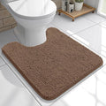OLANLY Toilet Rugs U-Shaped 20x20, Extra Soft Absorbent Chenille Contour Bathroom Rugs for Toilet, Dry Quickly, Machine Washable, Non-Slip Bath Mat, Mocha