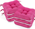 BETU Chair Cushions for Dining Chairs Set of 6,3.5" Thick Kitchen Table Chair Pads with Ties,Non Slip Backing and Covers, Seat Cushion for Dining Room,Bar,Patio Chairs,15.5"X15.5"X3.5",Hot Pink