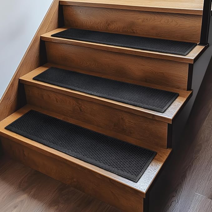 Mohawk Home Indoor Outdoor 4 Pack (0' 9" x 2' 11" Stairtread) Heavy Duty Rubber Floor Mat Anti Slip Restaurant Kitchen for Garage Garden Industrial Pool Entrance Bar Wet Area