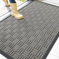 OLANLY Front Door Mat Outside Entrance 47x32, Absorbent, Heavy Duty Sturdy Natural Rubber Doormat Indoor Outdoor, Non-Slip, Stain and Fade Resistant, Low Profile Floor Mat for Entryway, Modern Gray