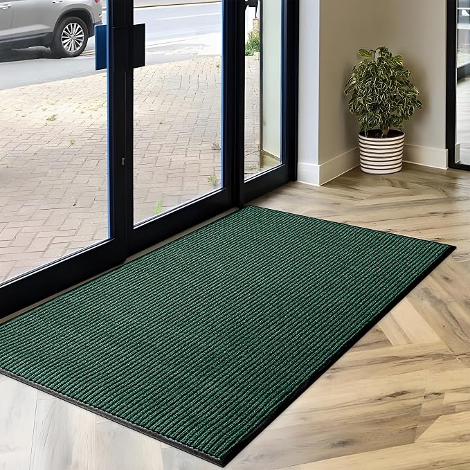 MaxMat® Extra Large Commercial Door Mat, Rubber Border Heavy Duty Door Mat, Waterproof, Low-Profile, Easy to Clean, Rubber Entry Mat. (Green, 3 x 6 feet)