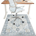 48"x72" Office Chair Mat for Hardwood Tile Floor, Under Desk Carpet Protector for Rolling Computer Chair Mat, Machine Washable Area Rug, Anti-Slip 1/5" Thick Low Pile Thin Vinyl Floor Mat, Blue
