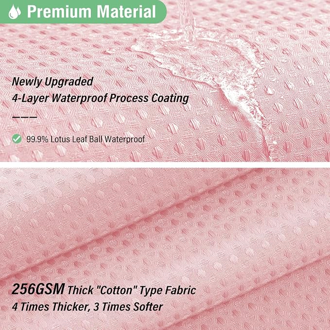 Dynamene 60 inch Stall Shower Curtain - Waffle Weave Heavy Duty Thick Fabric Shower Curtains for Bathroom,Weighted Hotel Spa Luxury Cloth Bath Curtain Set with 10 Plastic Hooks,60x72, Pink
