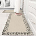 Black Vintage Boho Elegance Frame Kitchen Rug Sets [2 PCs], Anti-Fatigue, Waterproof Non-Slip Kitchen Mats Heavy Duty Comfort Foam Rug for Kitchen, Floor, Laundry,17"x29"+17"x47"
