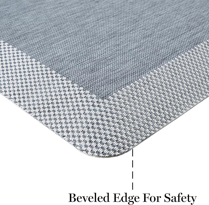 MARTHA STEWART Mira Modern Heathered Anti-Fatigue Air-Infused Kitchen Mat, Blue, 19.6"x32"